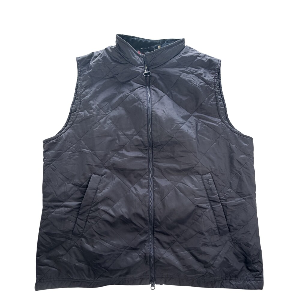 Barbour Finn Vest Mens XL Black Quilted Full Zip Insulated Lined Outdoor